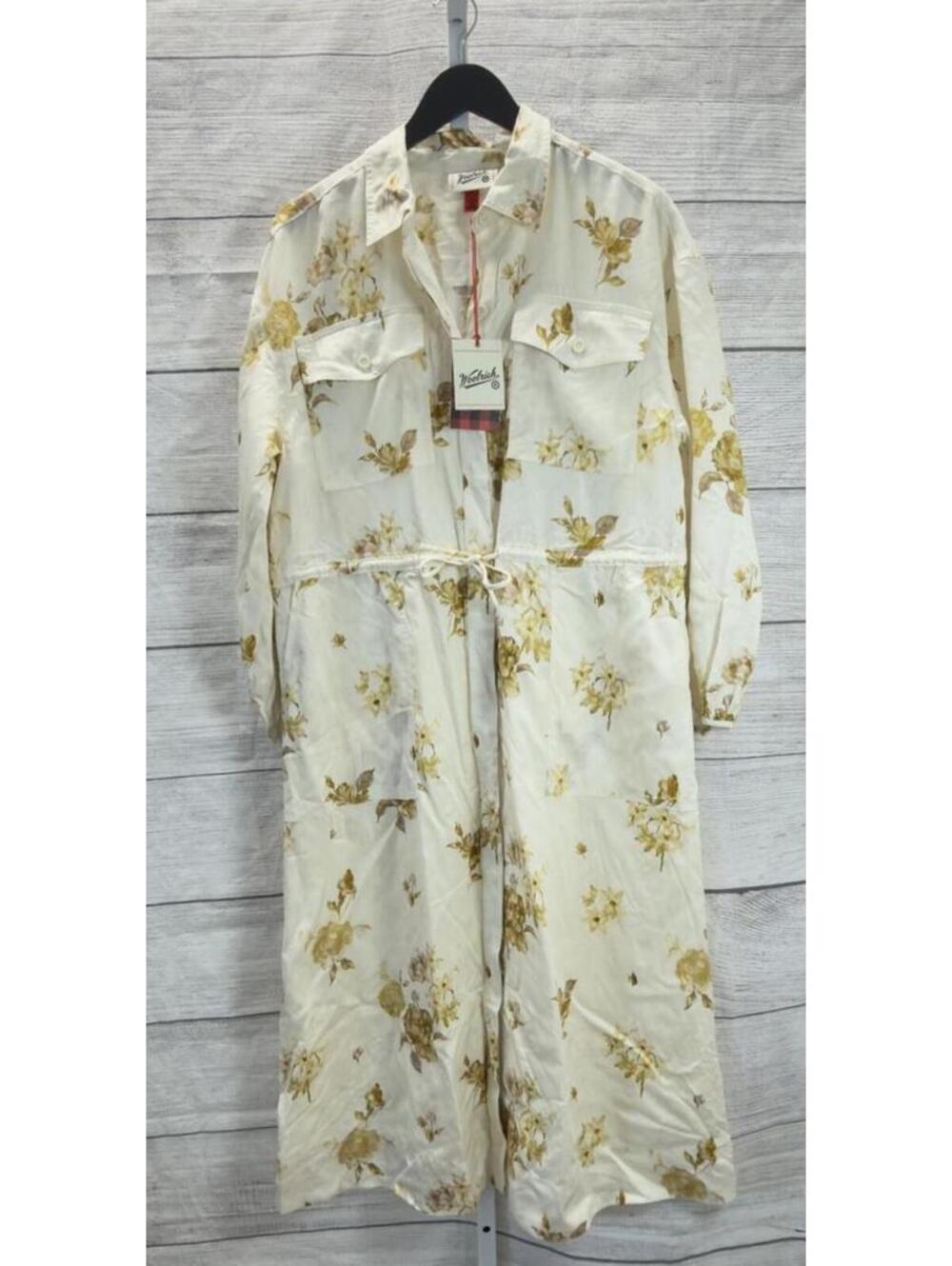 Woolrich x Target Cream Yellow Floral Long Sleeve Midi Shirt Dress Size Small